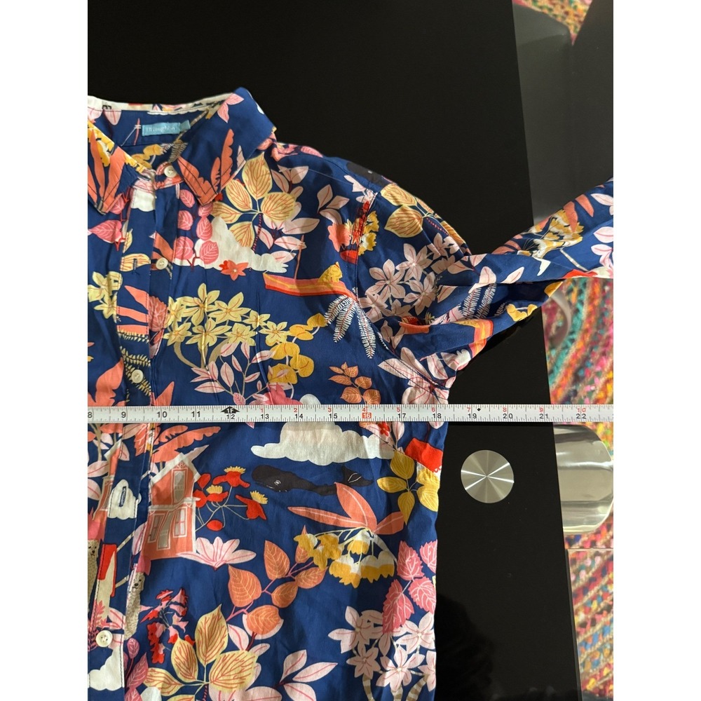 J. McLaughlin XS Button Down Shirt Floral Print Coastal House Nautical o2 - Picture 7 of 7